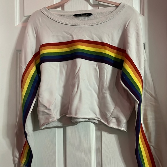 Rainbow Crop Top Sweatshirt - Picture 1 of 2